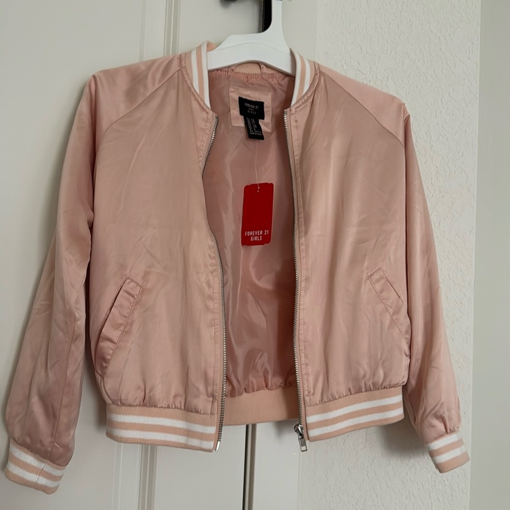 Girls size 7/8 ballet pink bomber light weight jacket